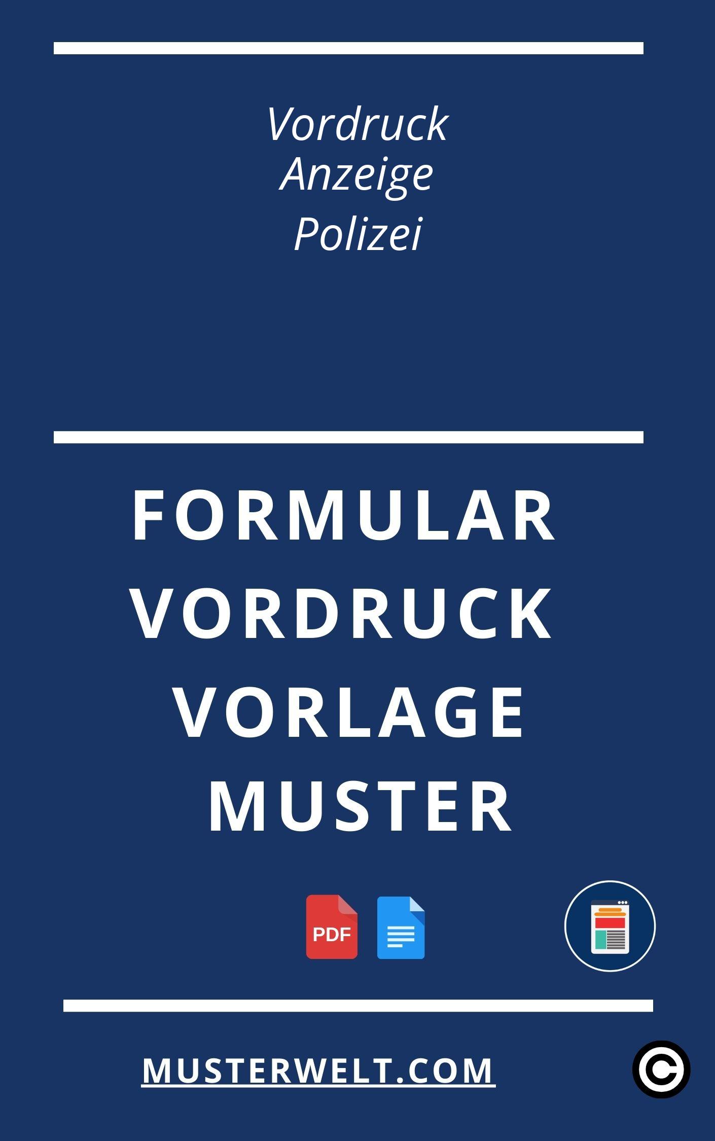 Vordruck Anzeige Polizei Vorlage